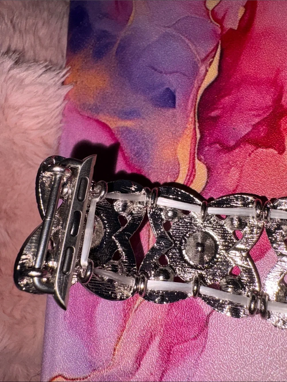 Crystal-Embellished Bling Silver Tone Women watch band 42/44 Apple